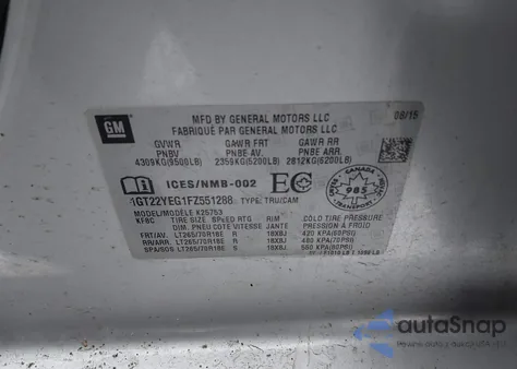 2015 GMC Sierra 2500Hd Sle from USA, damaged, VIN 1GT22YEG1FZ551288